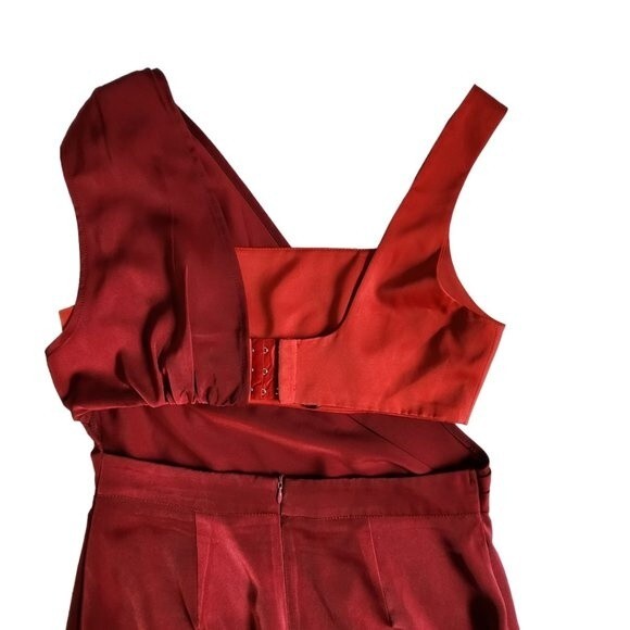 4SI3NNA Rust Burgundy CHAYANNE Color Block Sleeveless Mini Dress Sz S - Picture 4 of 12
